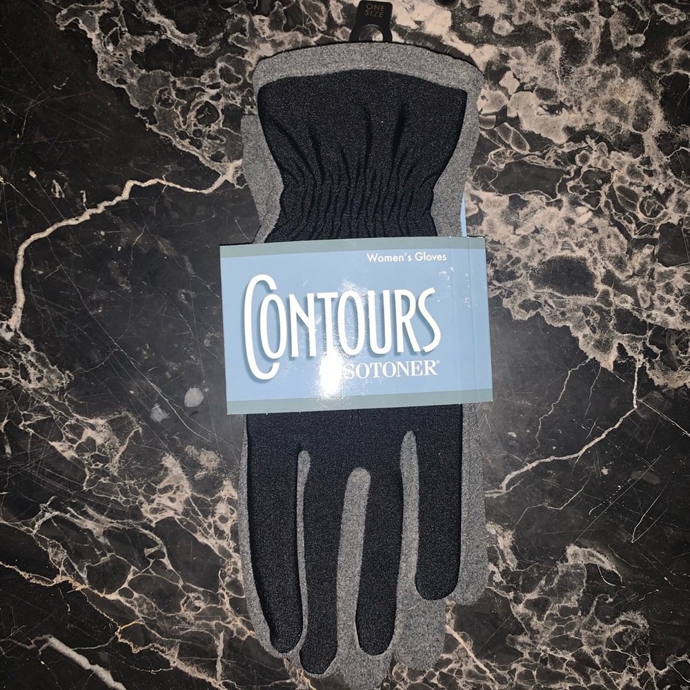 Women’s Gloves Contours by Isotoner Black and Gray  One Size